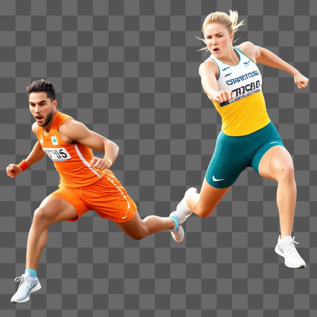 Two athletes sprinting on a track