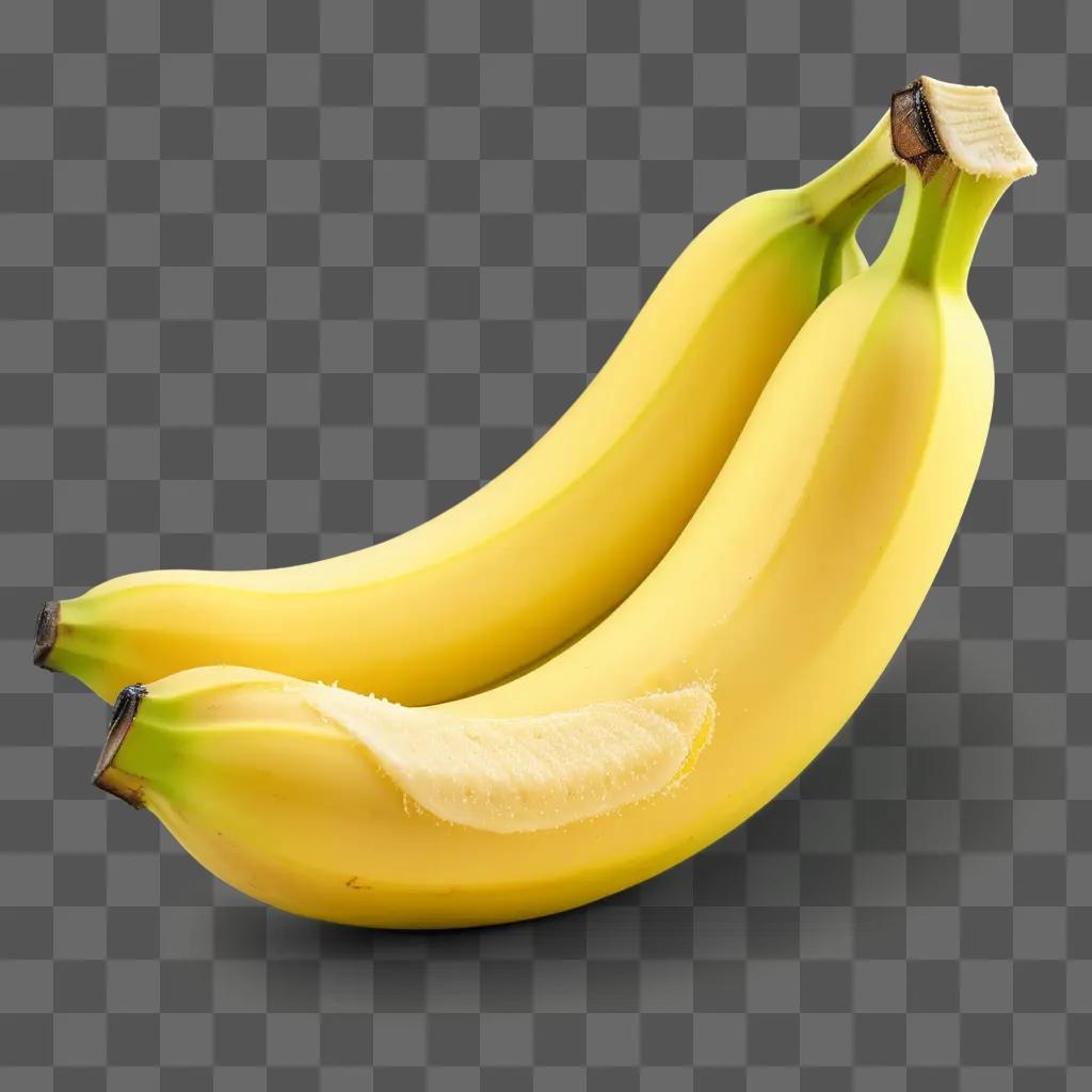 Two bananas are shown in a close up view