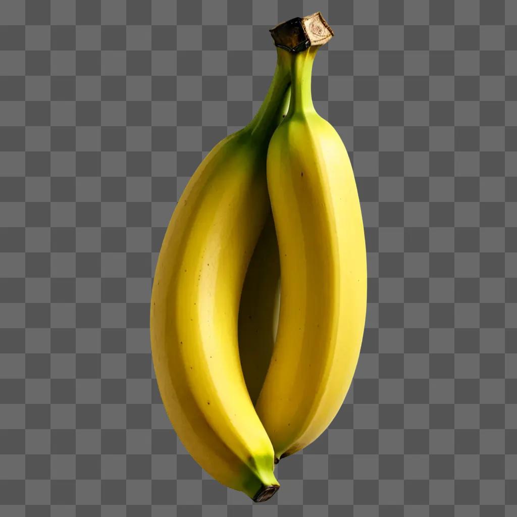 Two bananas illustrated on a yellow background