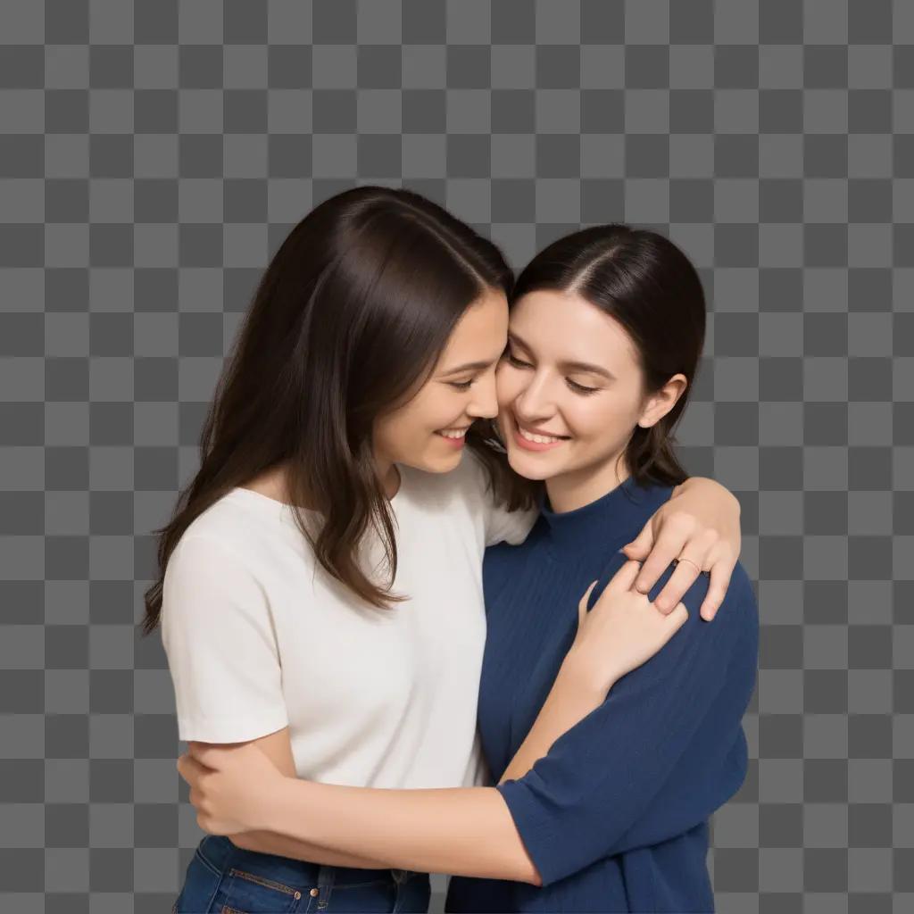 Two beautiful women embracing each other