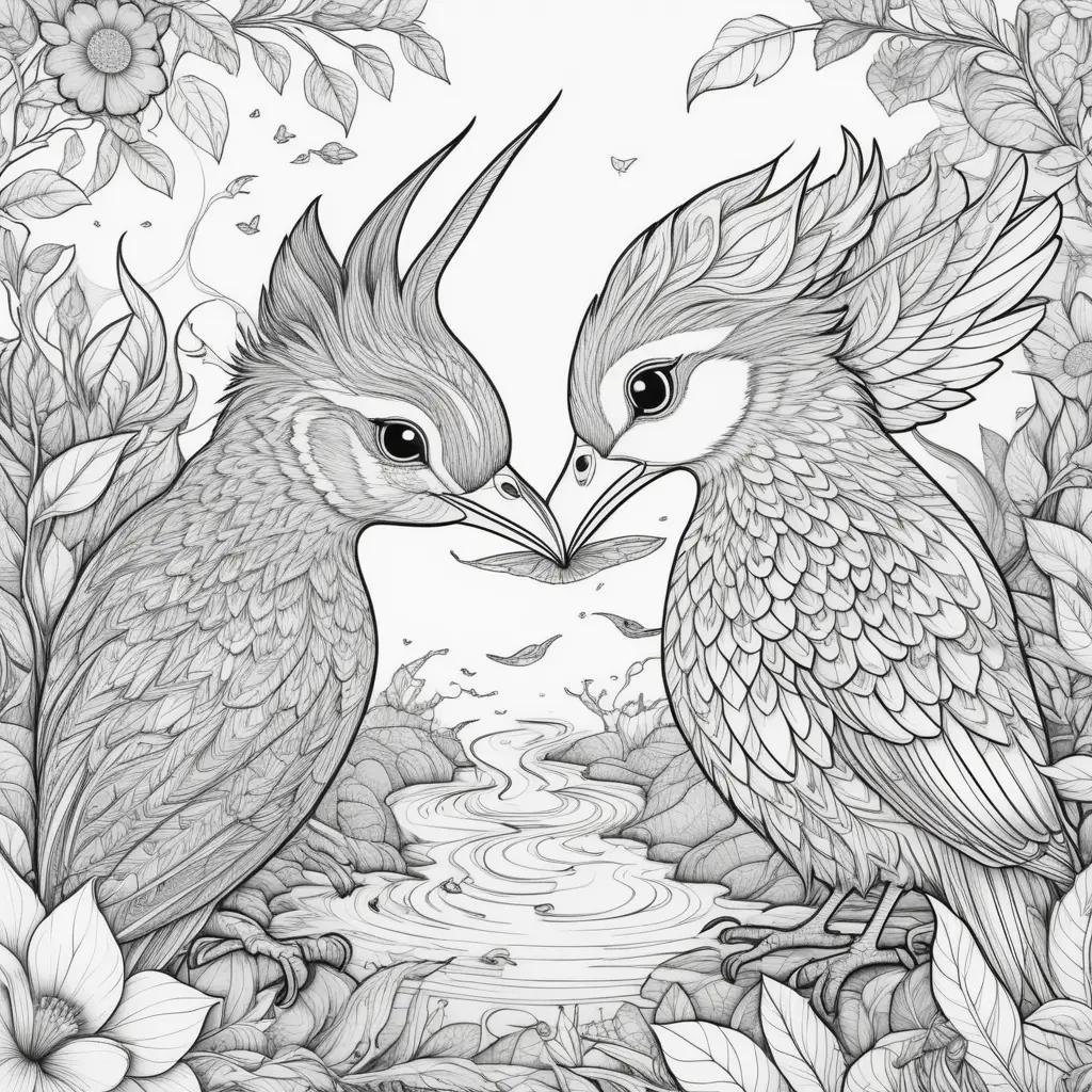 Two birds in love, dirty coloring pages