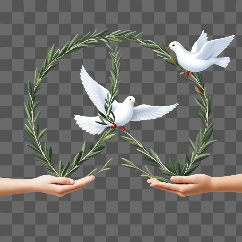 Two birds nest in a peace wreath