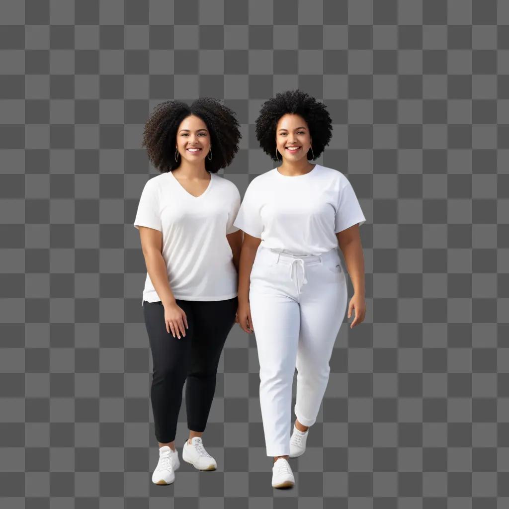 Two black women in white shirts pose for a photo