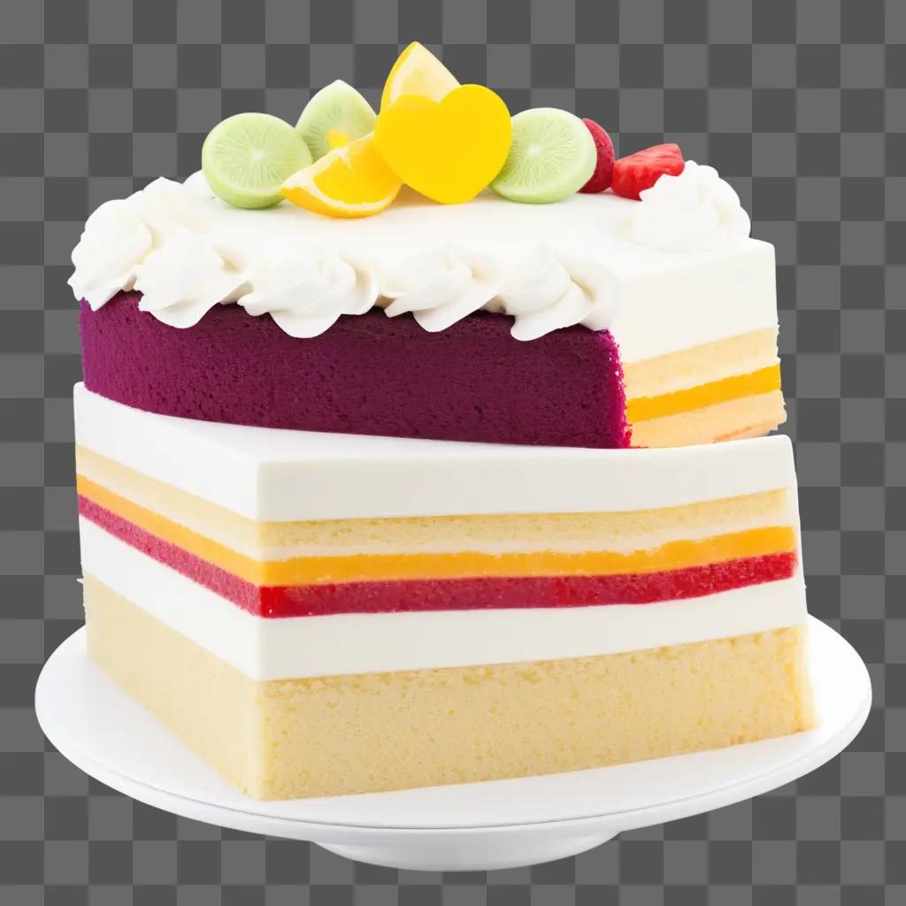 Two cake slices on a plate with colorful frosting