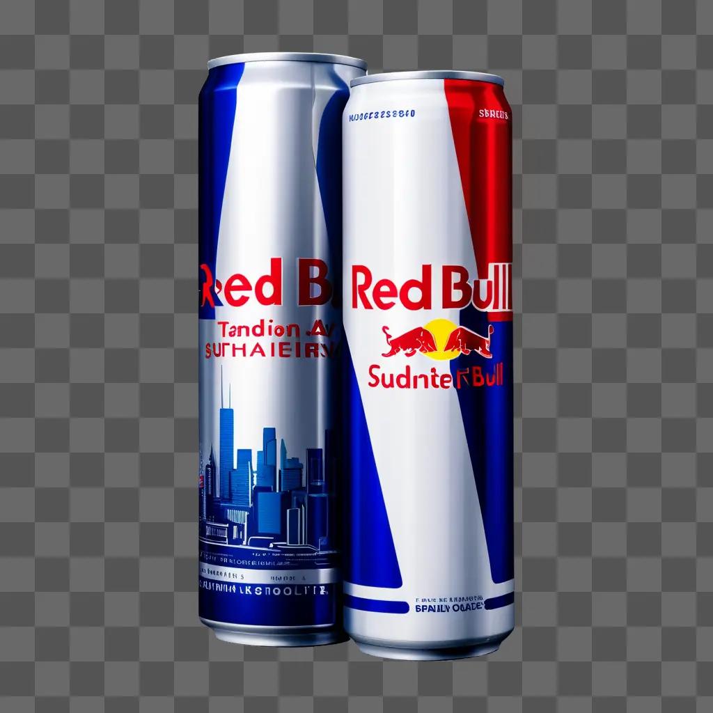 Two cans of Red Bull sit side by side