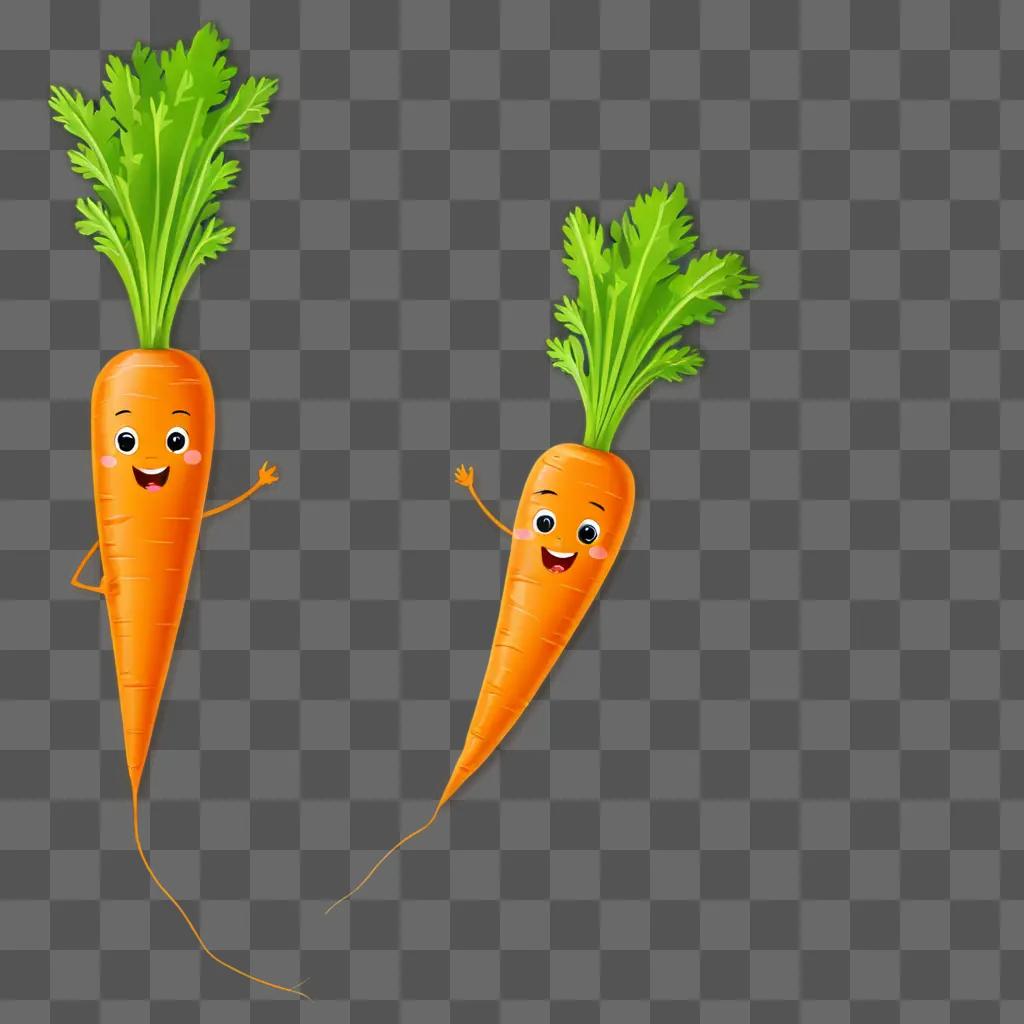 Two carrot drawings for kids make faces