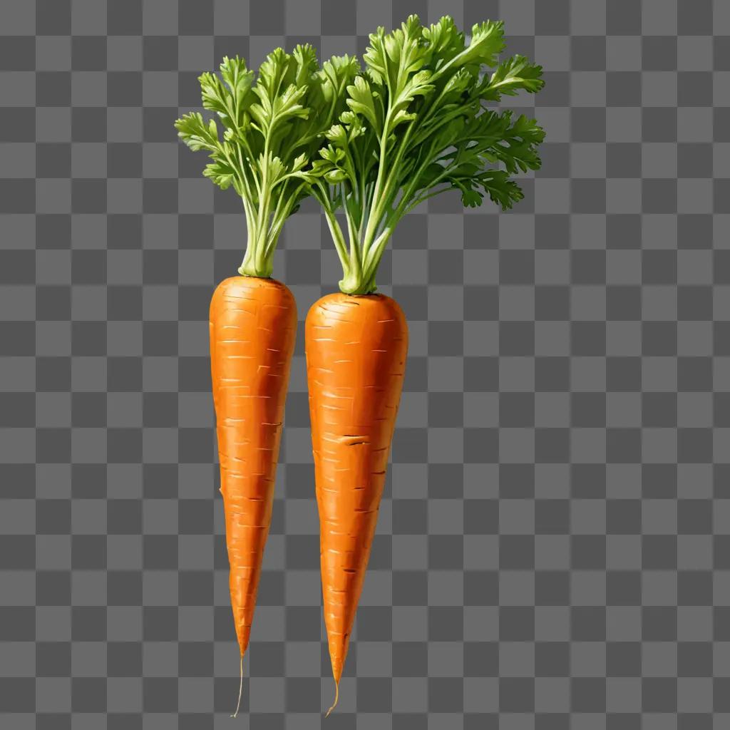 Two carrots are drawn in a realistic manner