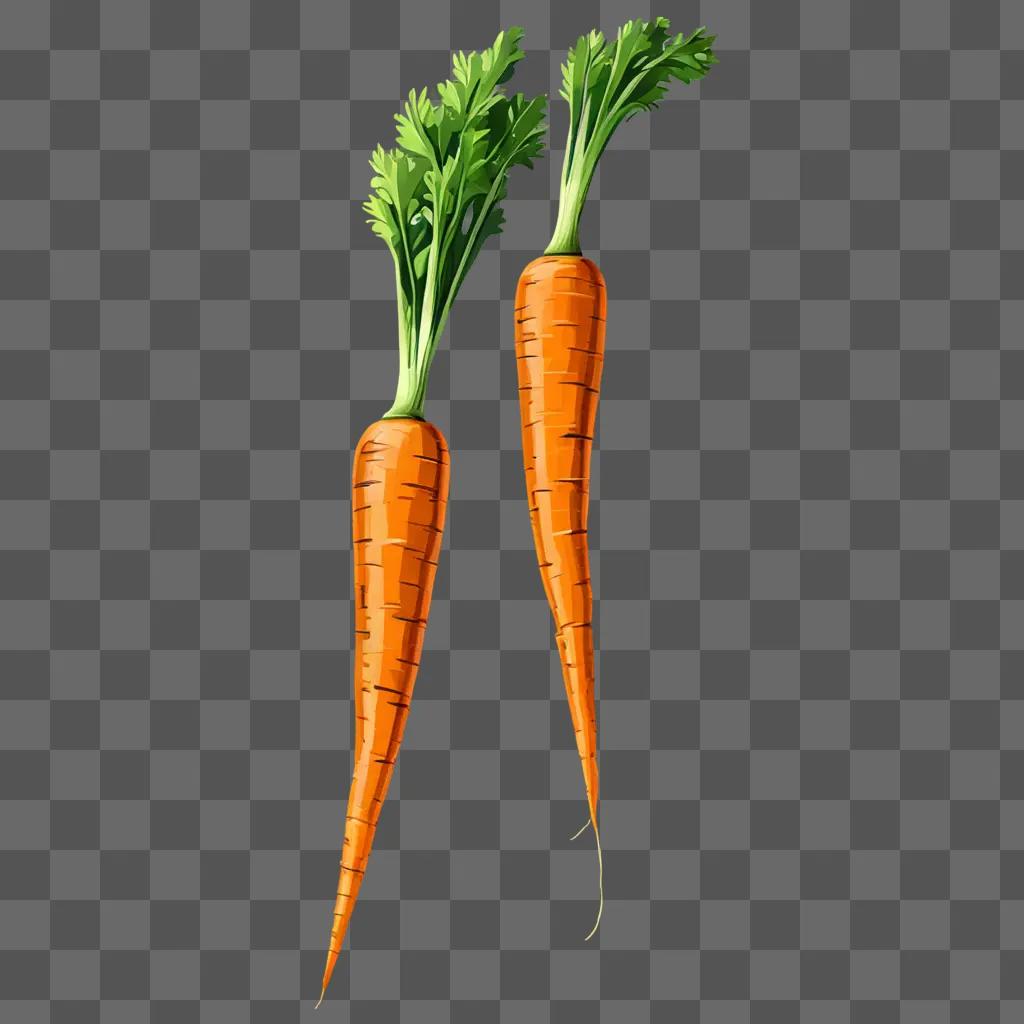 Two carrots side by side on a beige background