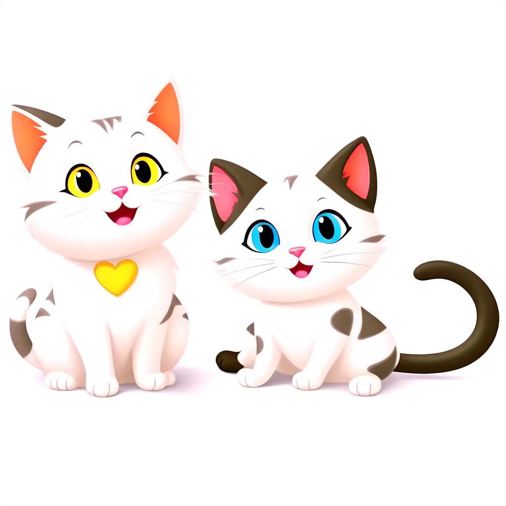 Two cartoon cats sit on a white background