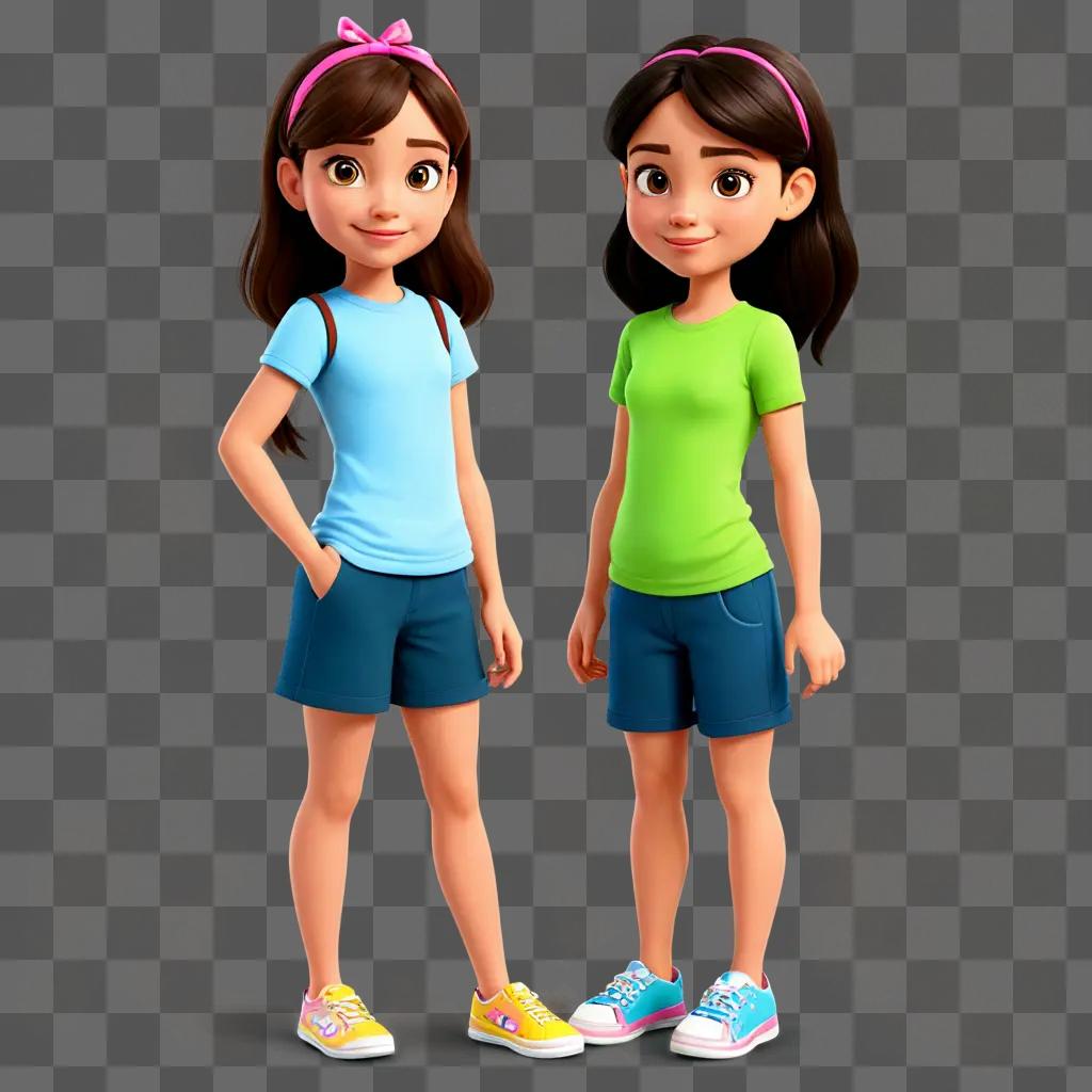 Two cartoon girl characters posing for the camera