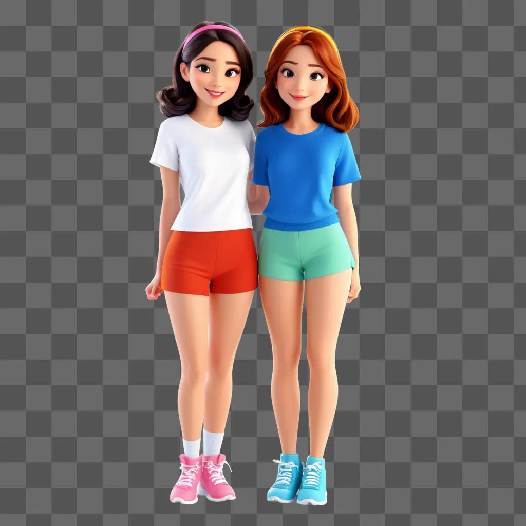 Two cartoon girl duos pose for a photo