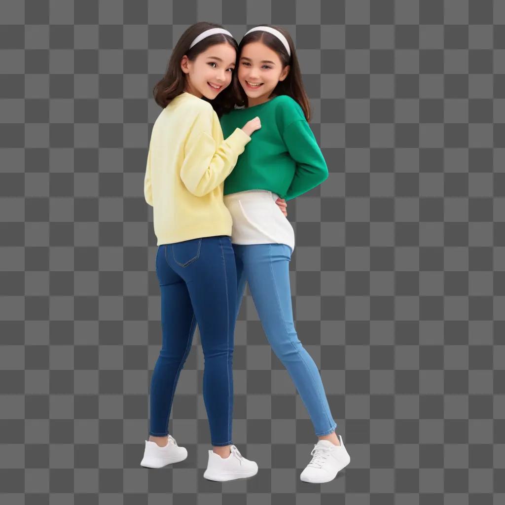 Two cartoon girl duos posing together