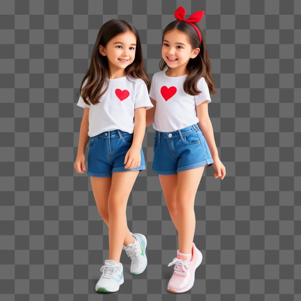 Two cartoon girl duos walk together