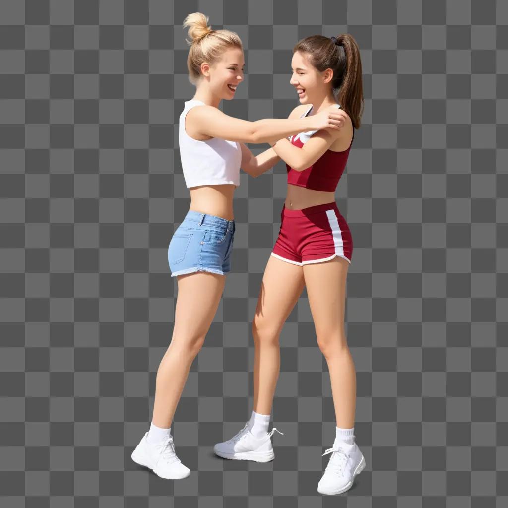 Two cartoon girls dancing in a blurred photo