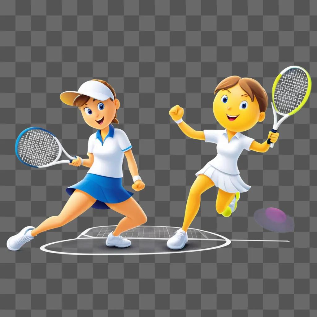 2人の漫画のテニスプレーヤーが活躍