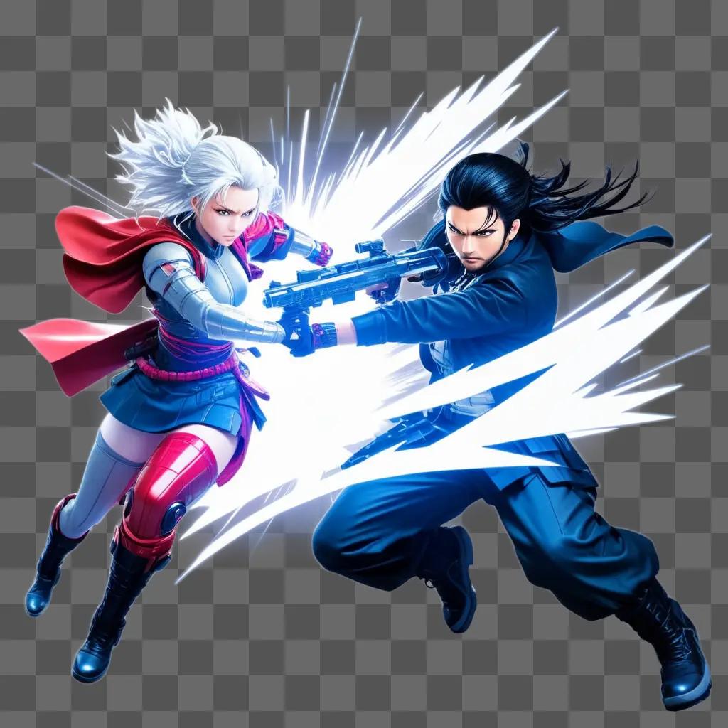 Two characters from a manga fight