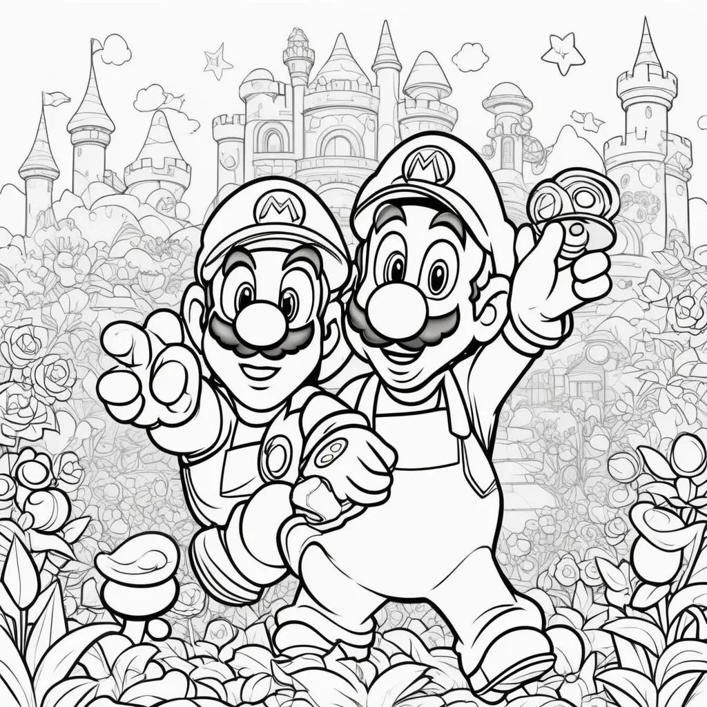 Two characters in a castle from a coloring page