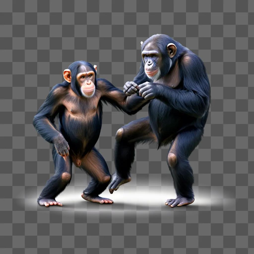 Two chimpanzees in a pose