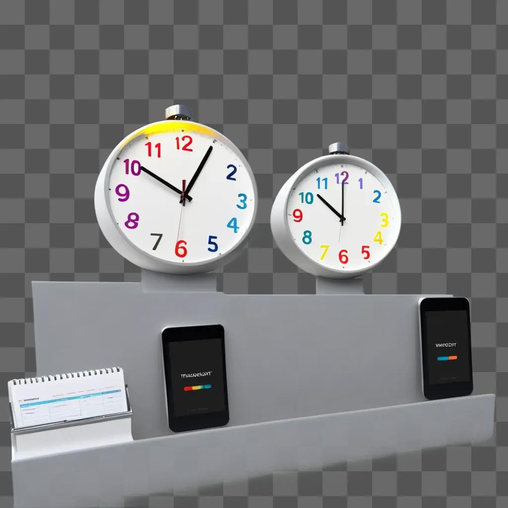 Two clocks on a wall, one with the word THERMO on it