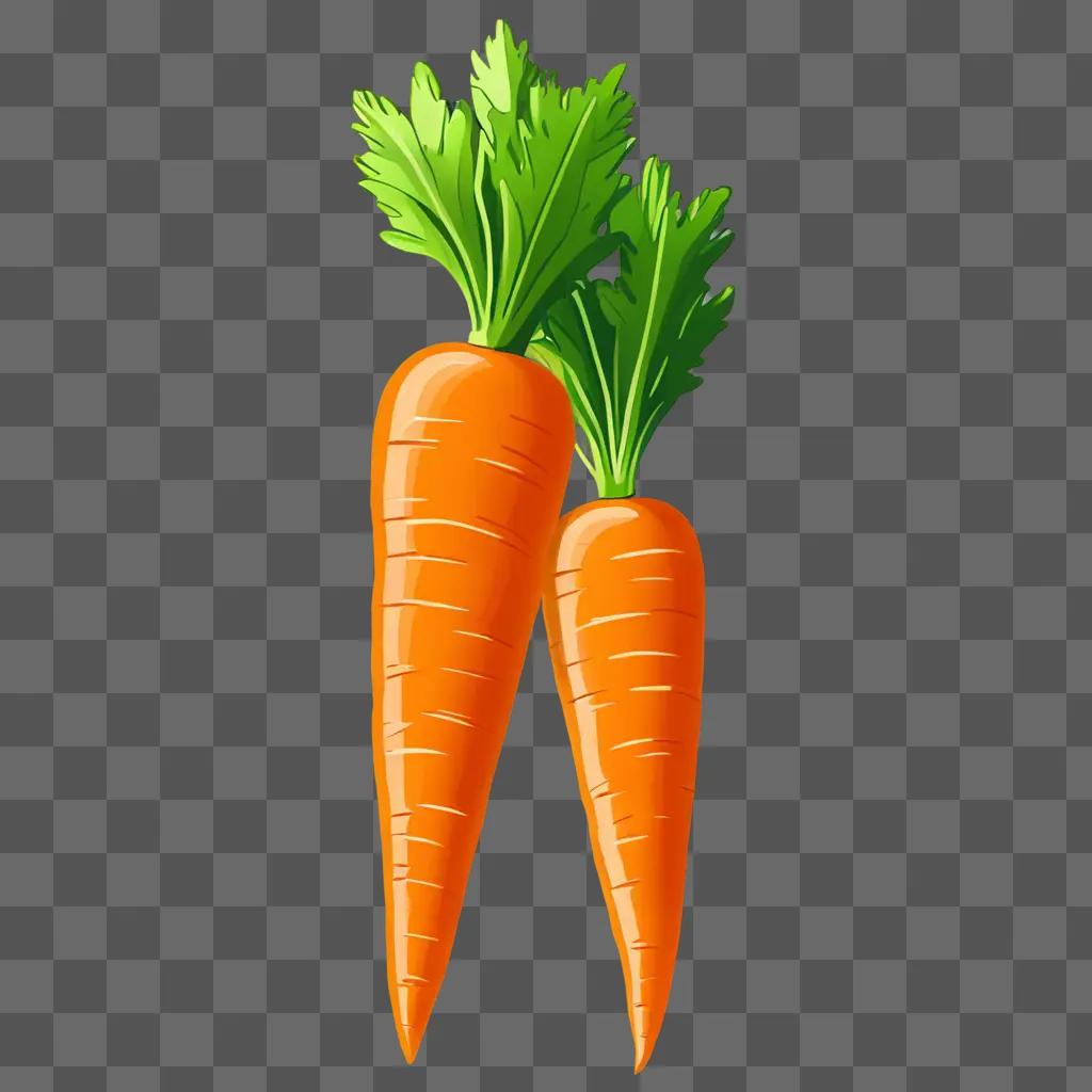 Two colorful carrots draw attention in a drawing