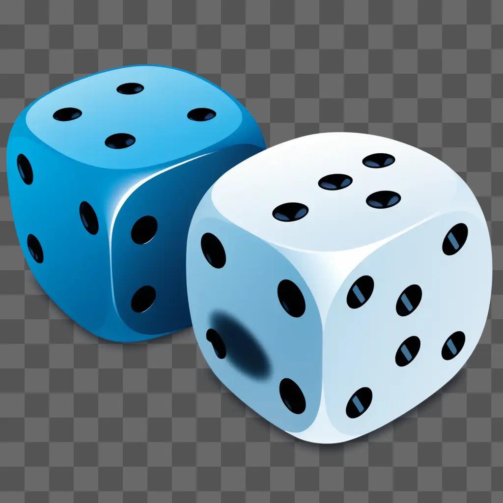 Two dice in a cartoon style on a blue background