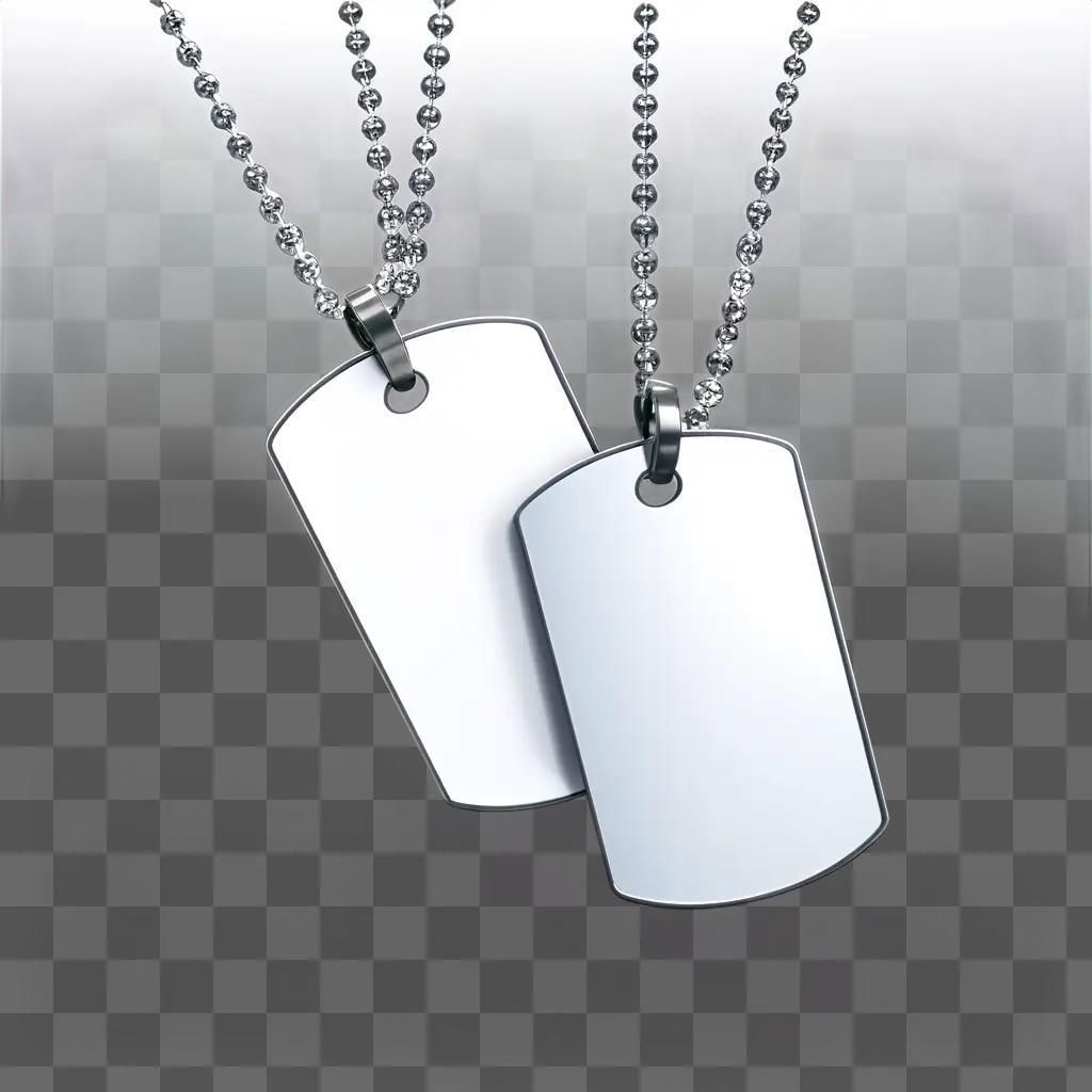 Two dog tags with chains on a dark background