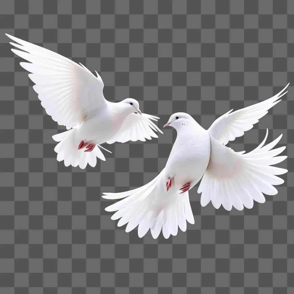 空を飛ぶ2羽の鳩