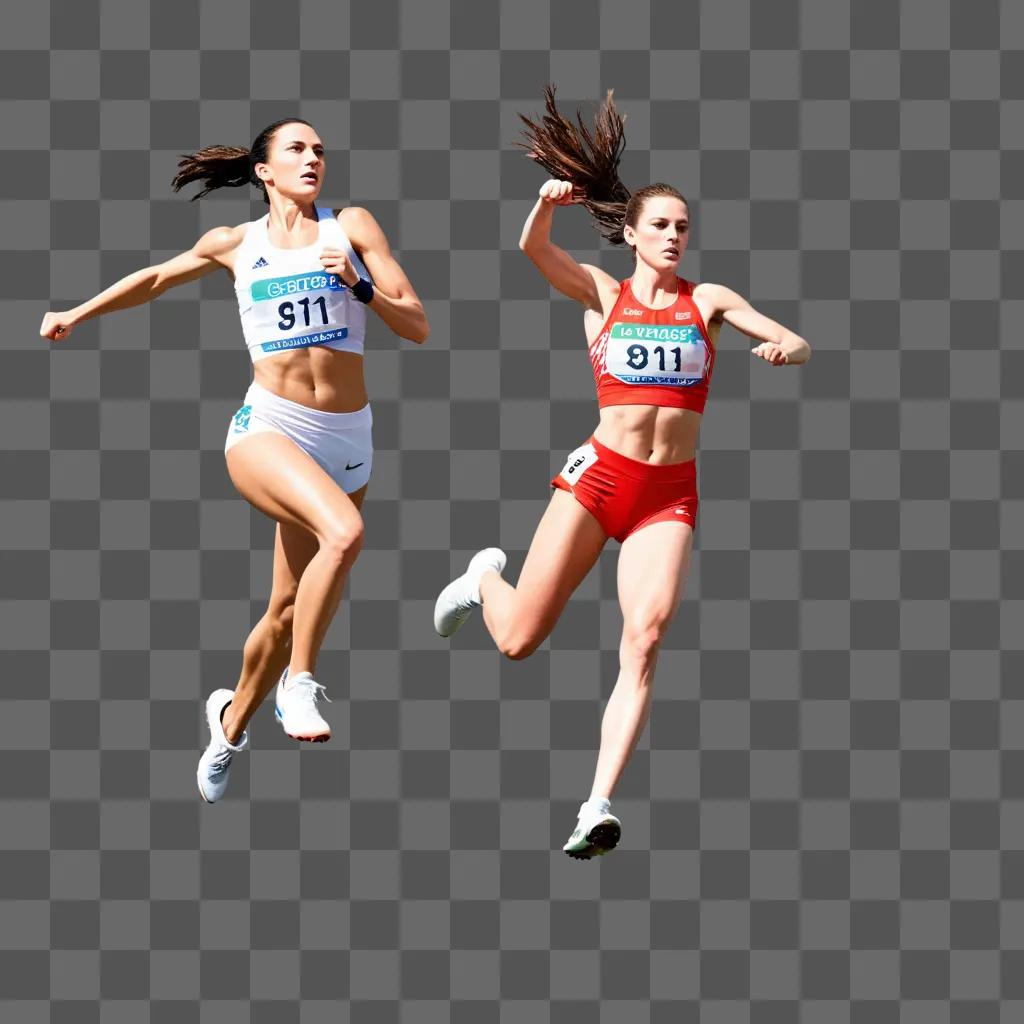 Two female athletes compete in a race