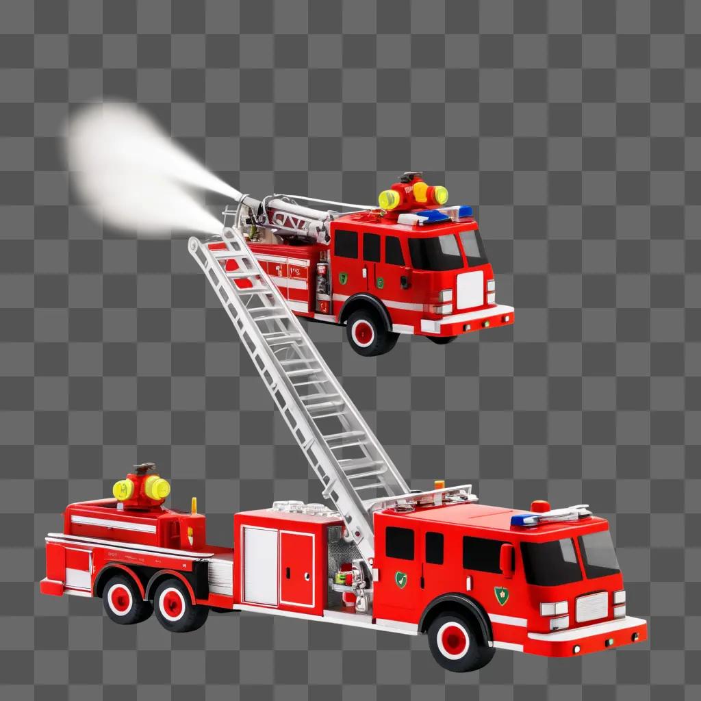 Two firetrucks with ladder on top