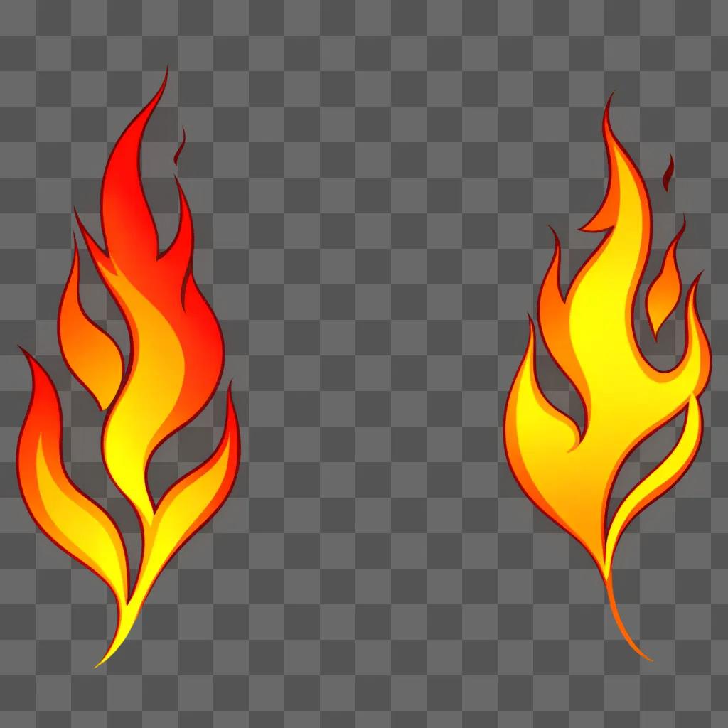 Two flame clipart icons on a yellow background