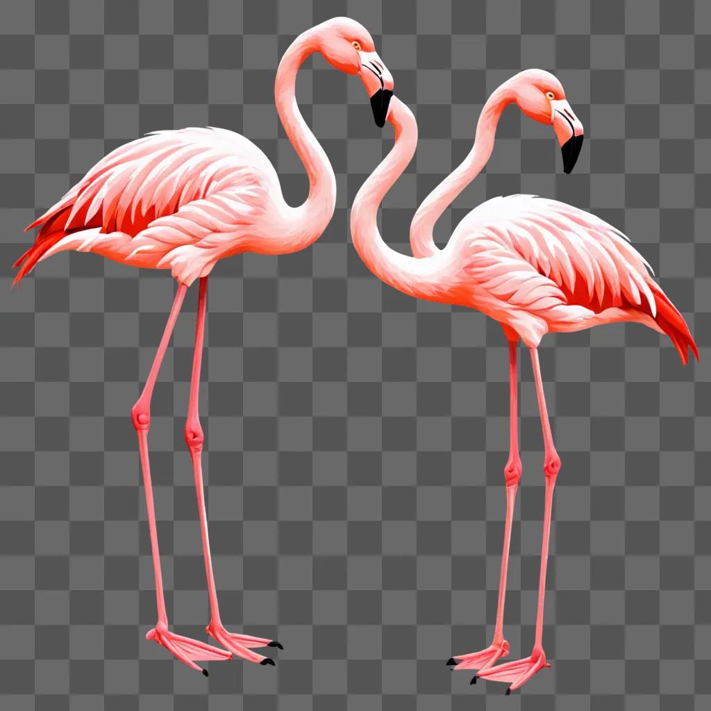 Two flamingos are kissing in a pink sketch