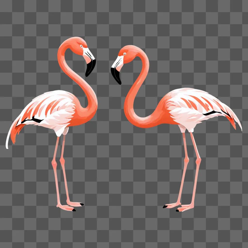 Two flamingos emojis kissing on pink background