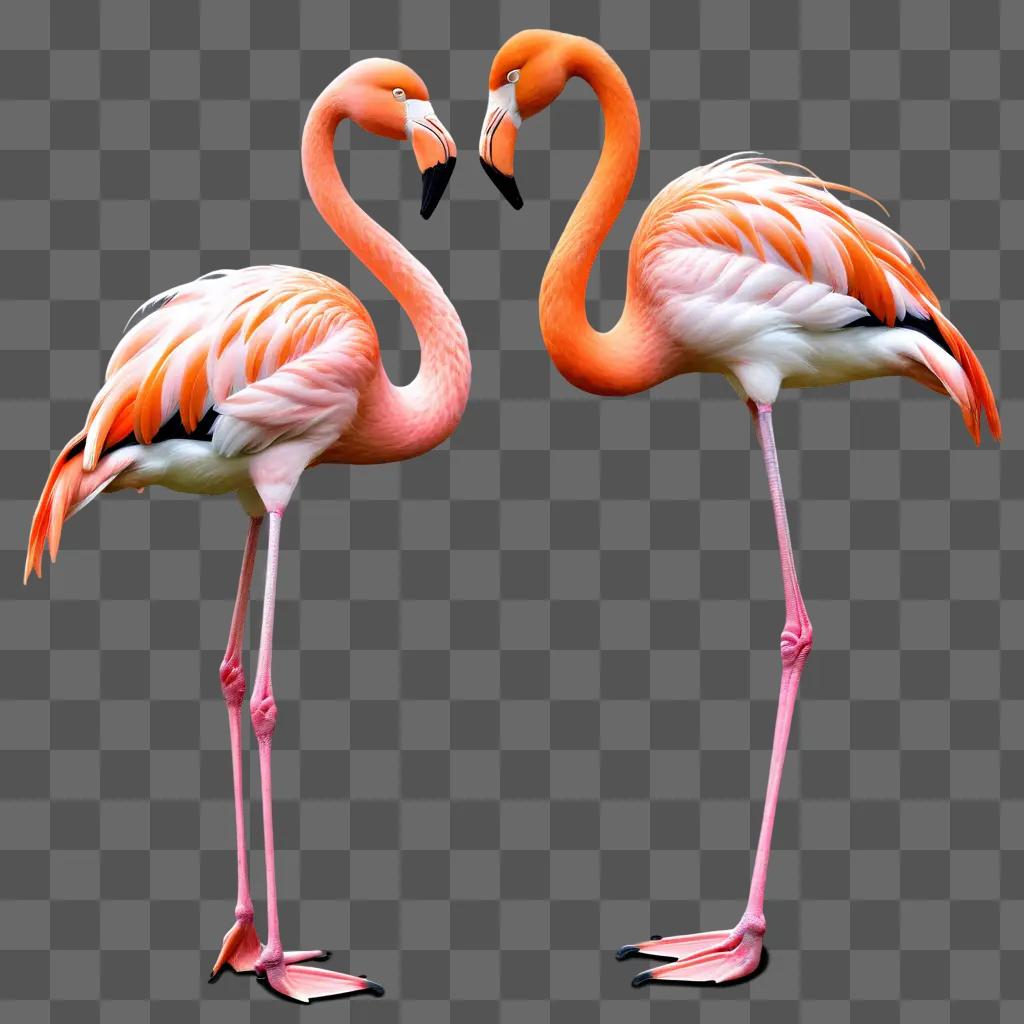 Two flamingos in a heart formation