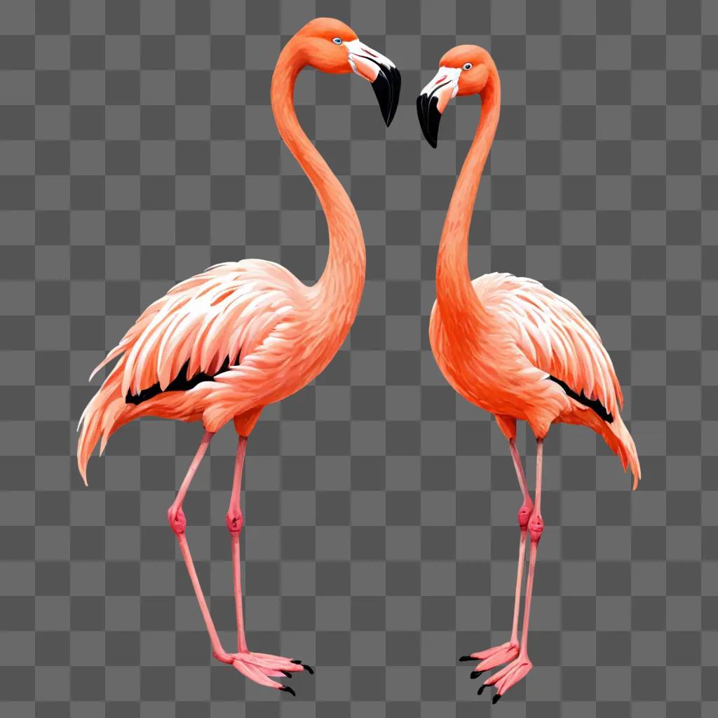 Two flamingos make a heart with their beaks