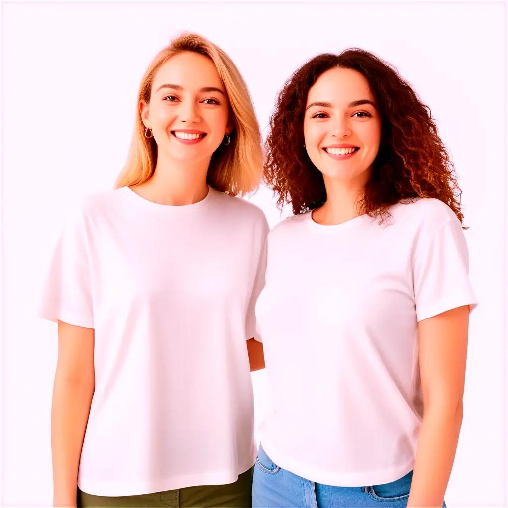 Two friends pose for a photo in a white shirt