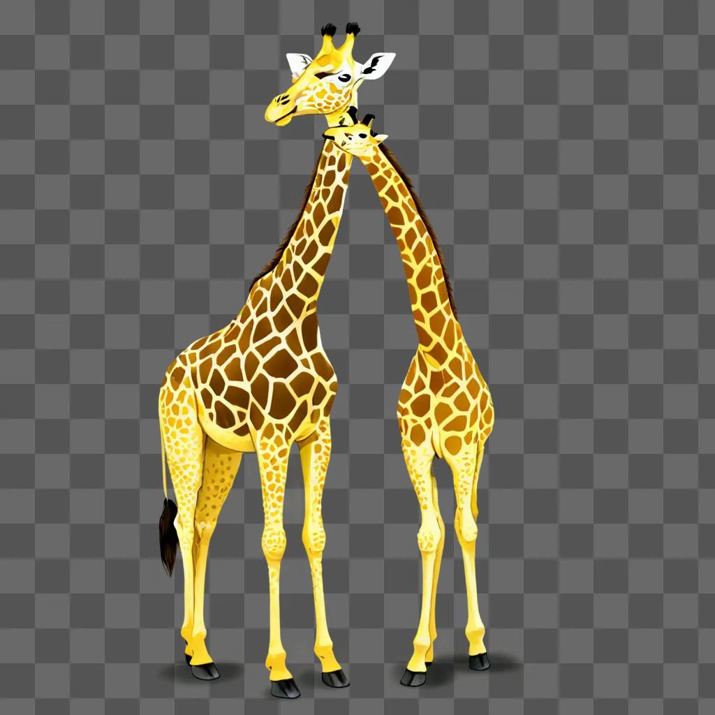 Two giraffes in a brightly colored drawing