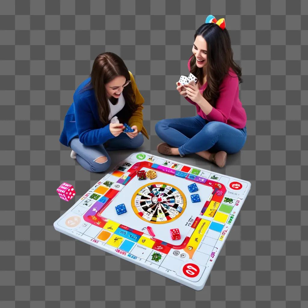 Two girls play game night on a board game