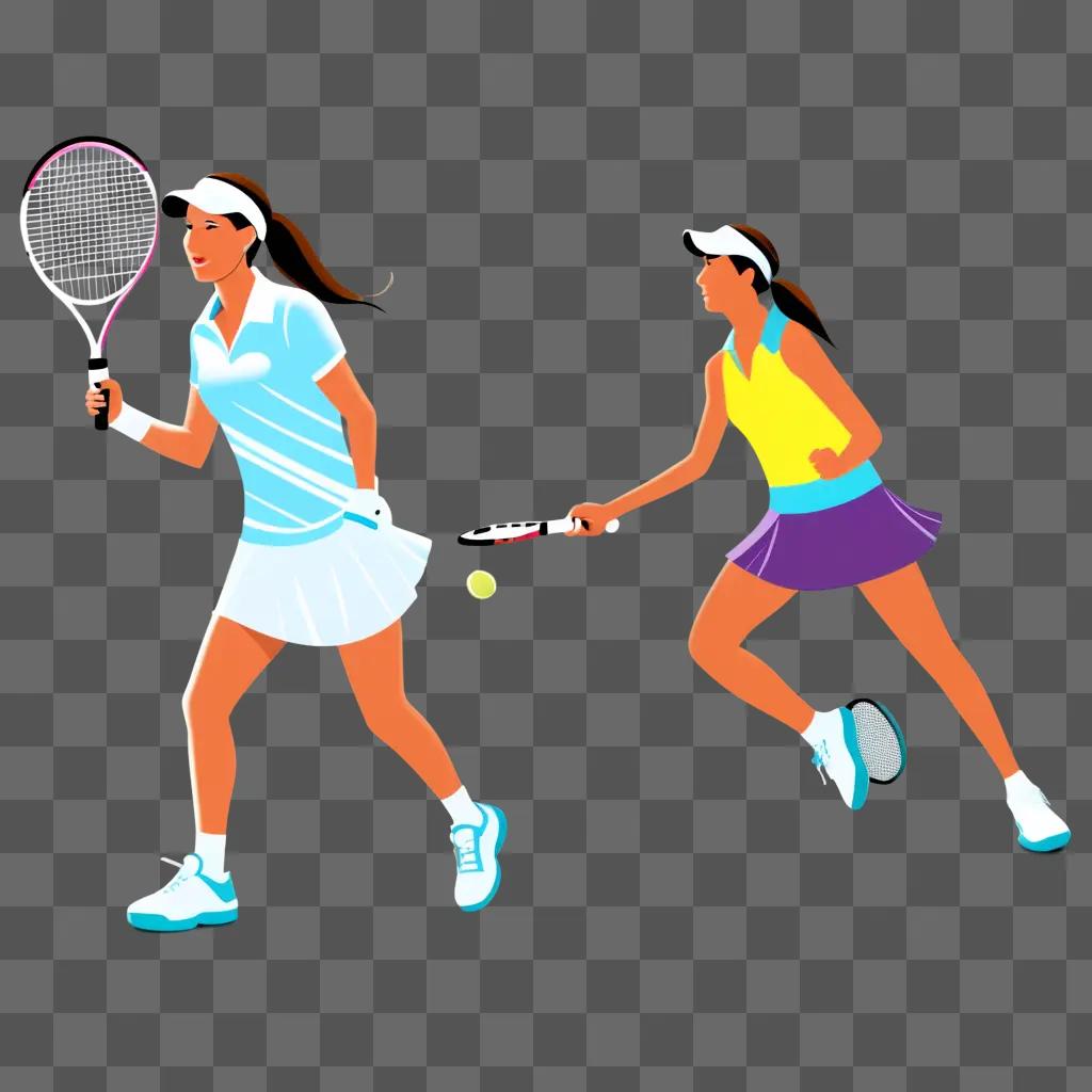 明るい色でテニスをする2人の女の子