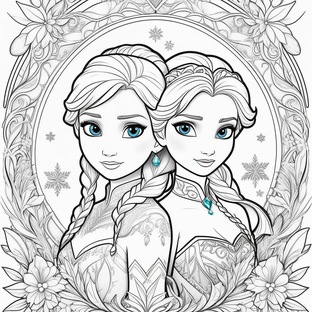 Two girls with earrings in Frozen coloring pages