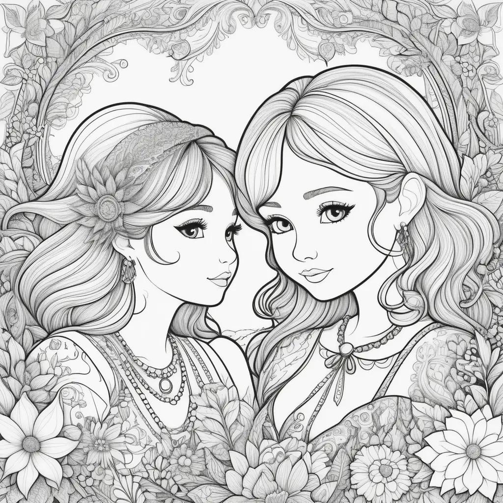 Two girls with friendship coloring pages