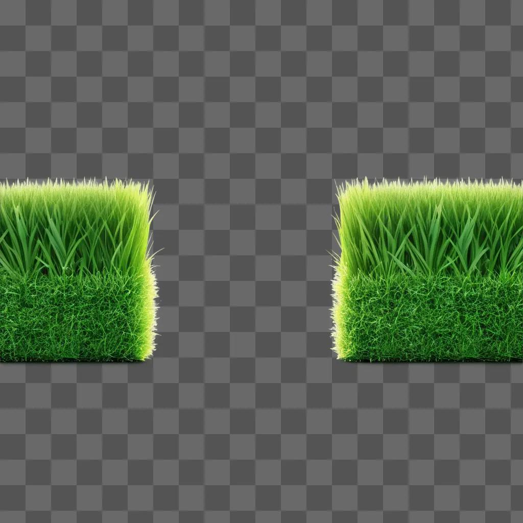 Two green grass squares with a border