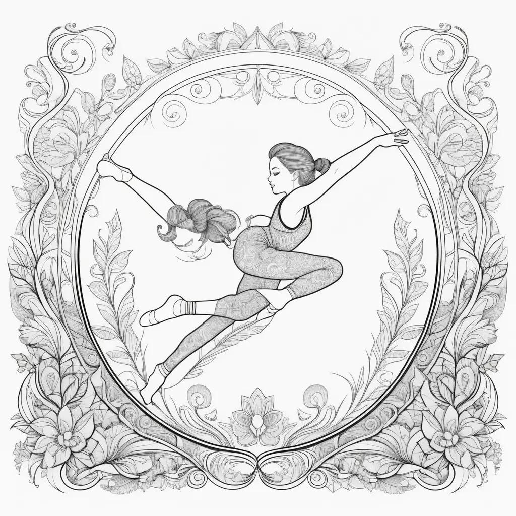 Two gymnasts in black and white coloring pages