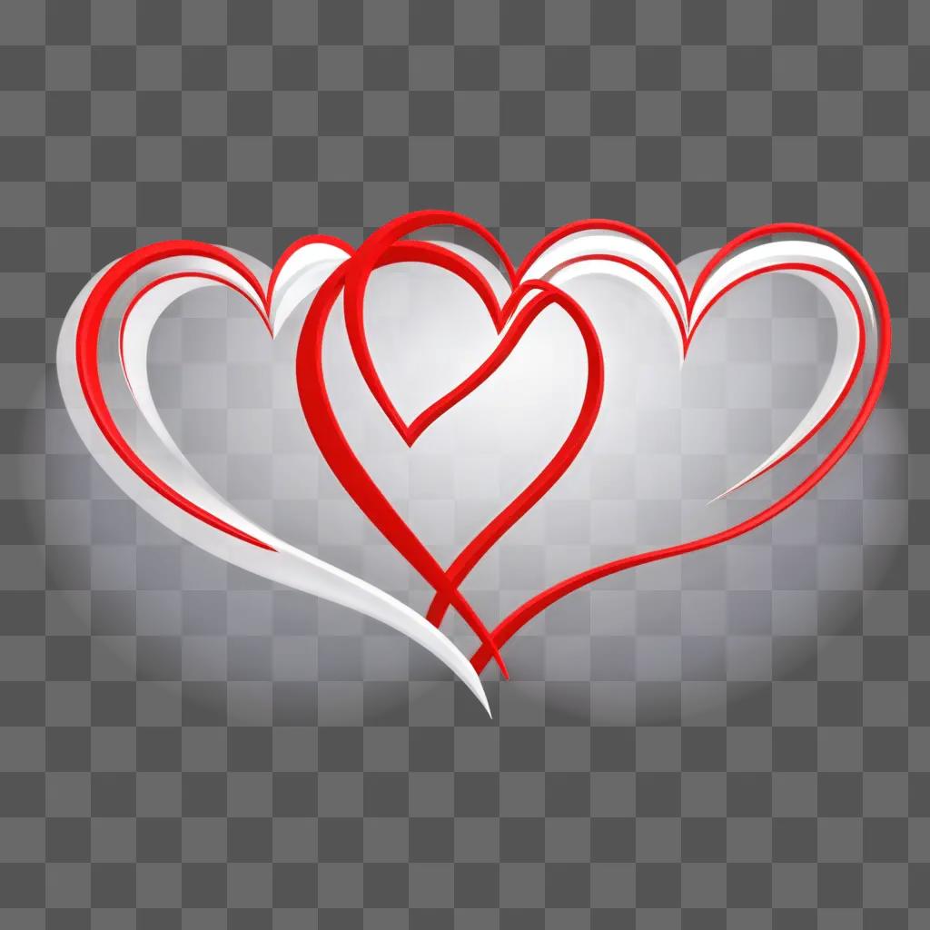 Two hearts in a red and white love clipart