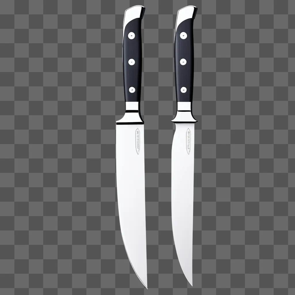 Two knives sit on a white background