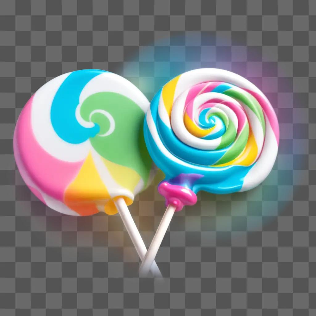 Two lollipops with colorful swirls in the center