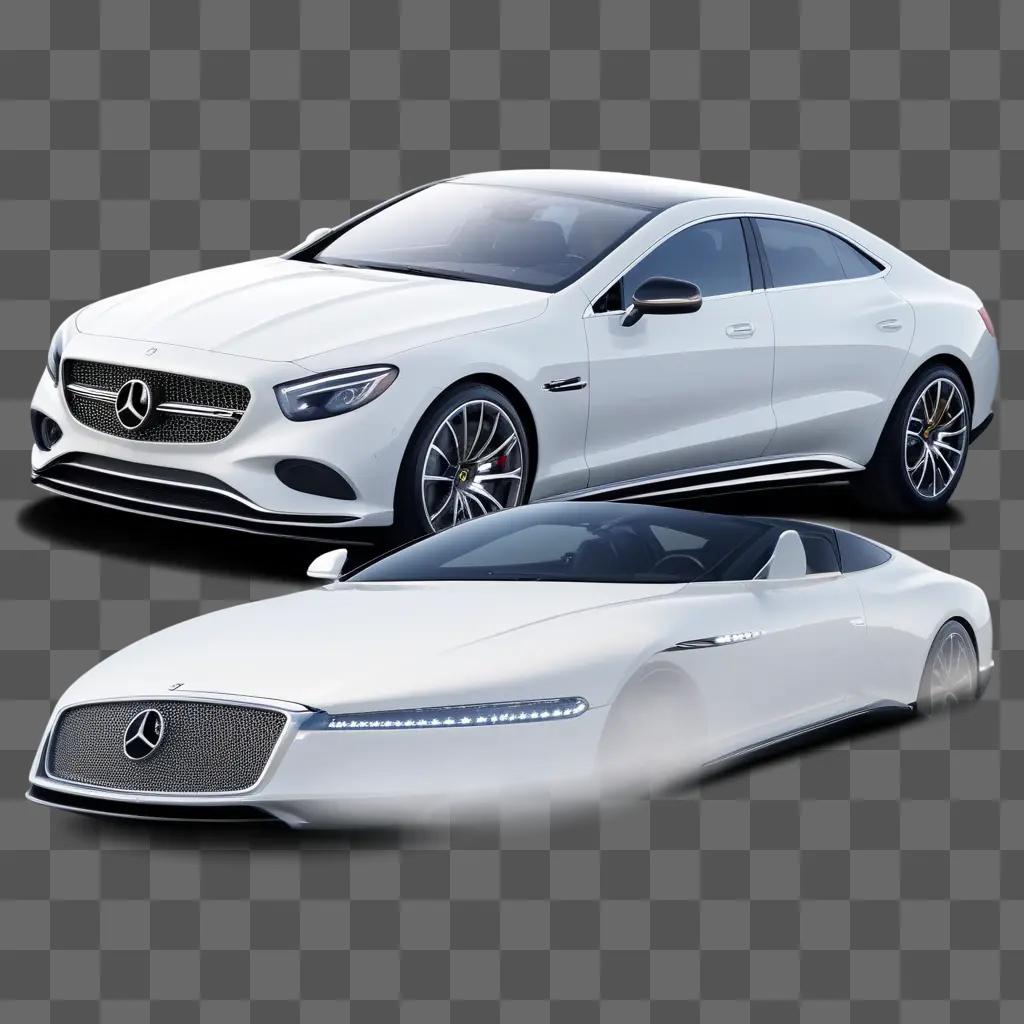 Two luxury cars with futuristic design on gray background