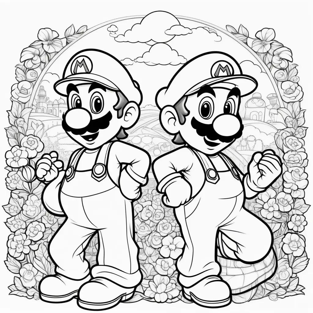 Two mario and luigi coloring pages