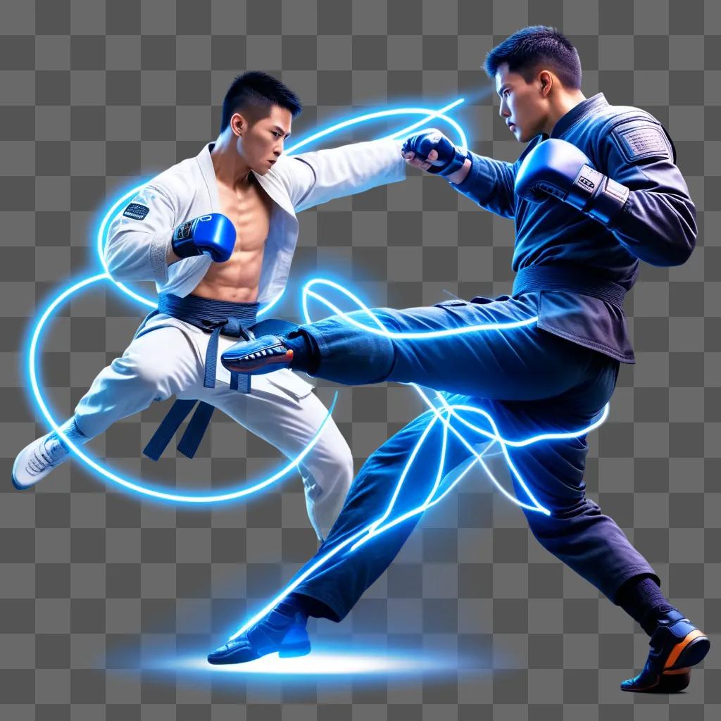 Two men in martial arts pose for a shot