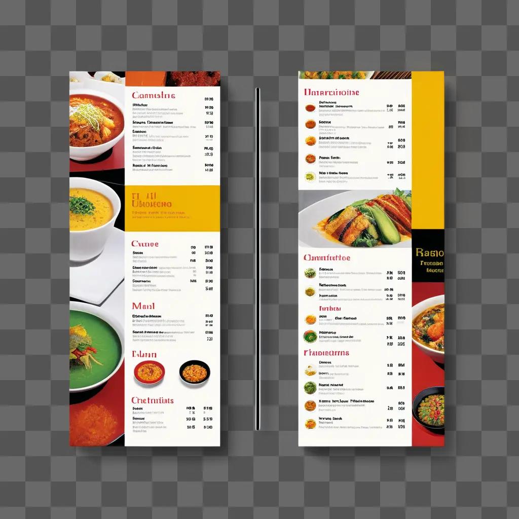 Two menus for Thai food are displayed