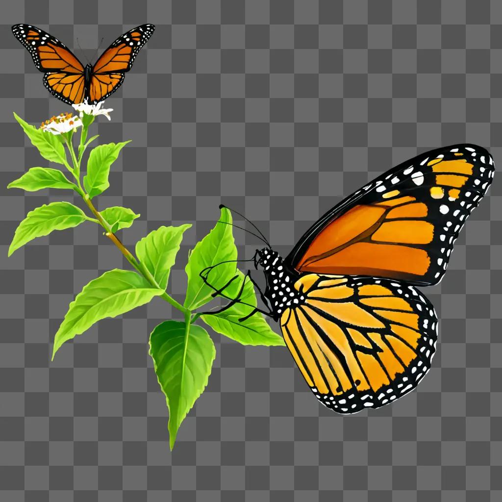 Two monarch butterflies on a green leaf